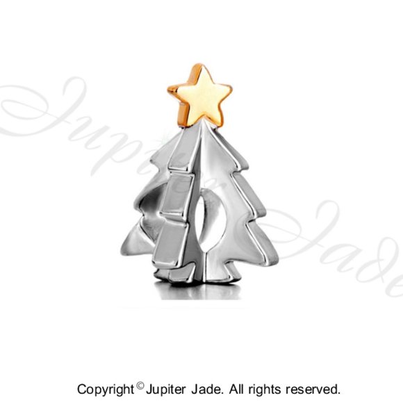 FREE S/H Pugster Christmas Tree w/ Star 18kt GP Charm - Fits Pandora - Picture 2 of 2
